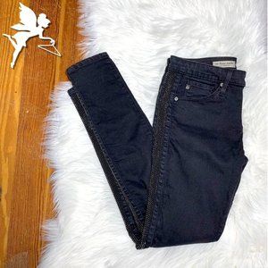 ADRIANO GOLDSCHMEID The Remi Shimmer Tuxedo Stripe Super Skinny Jeans